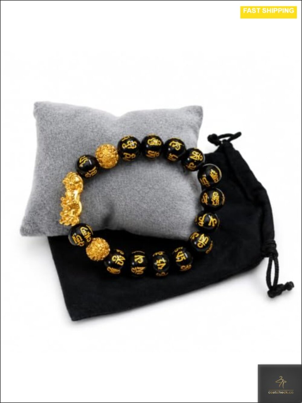 Black Obsidian Pi Xiu Dragon Bracelet Feng Shui Wealth Protection